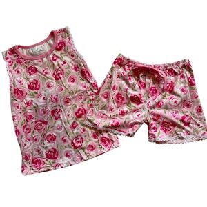 Toddler Girls Honeydew USA 4T Pink Shirt Shorts Set with Roses Lace Trim